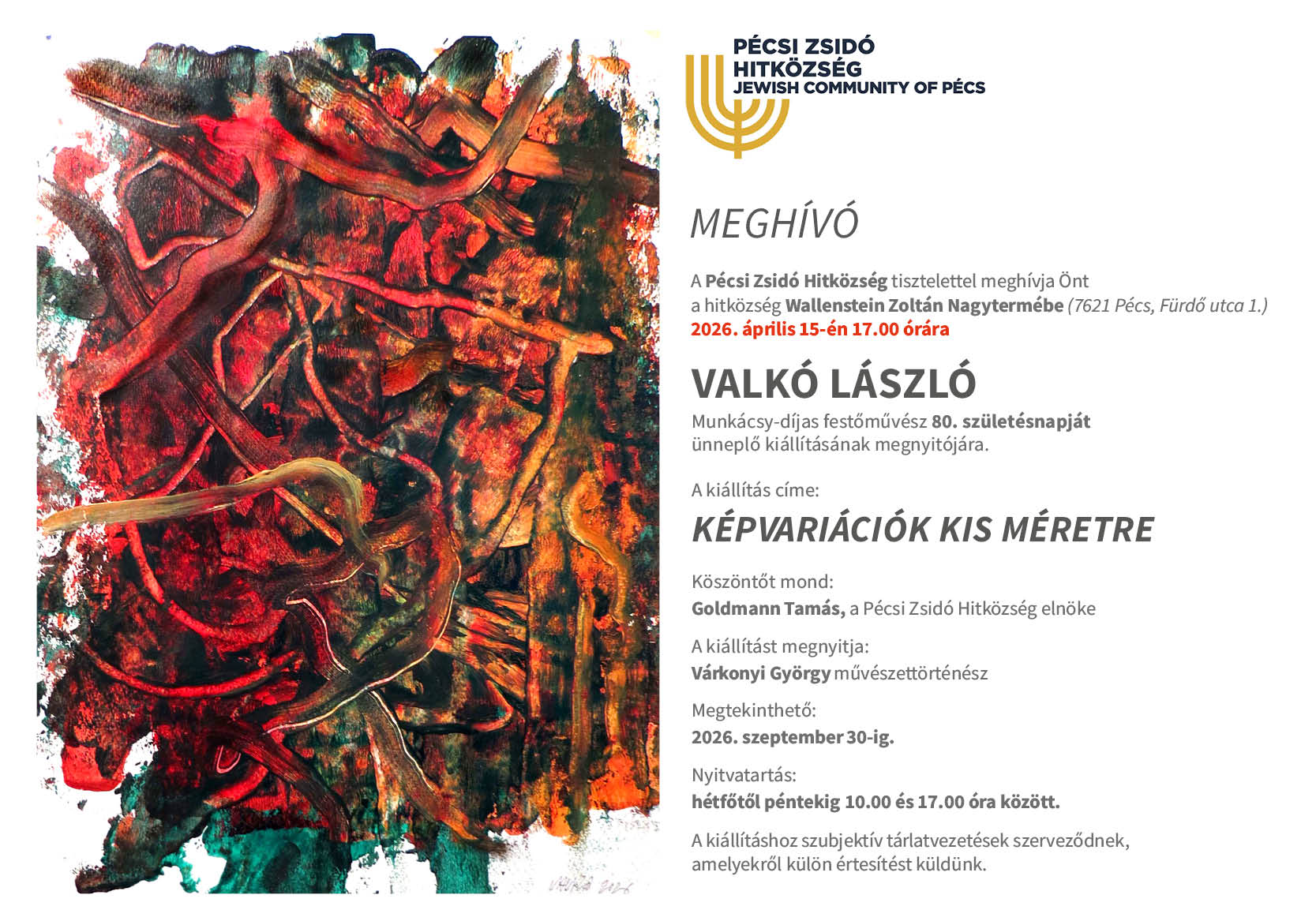 Képvariációk kis méretre – jubileumi kiállítás Valkó Lászlótól Pécsen