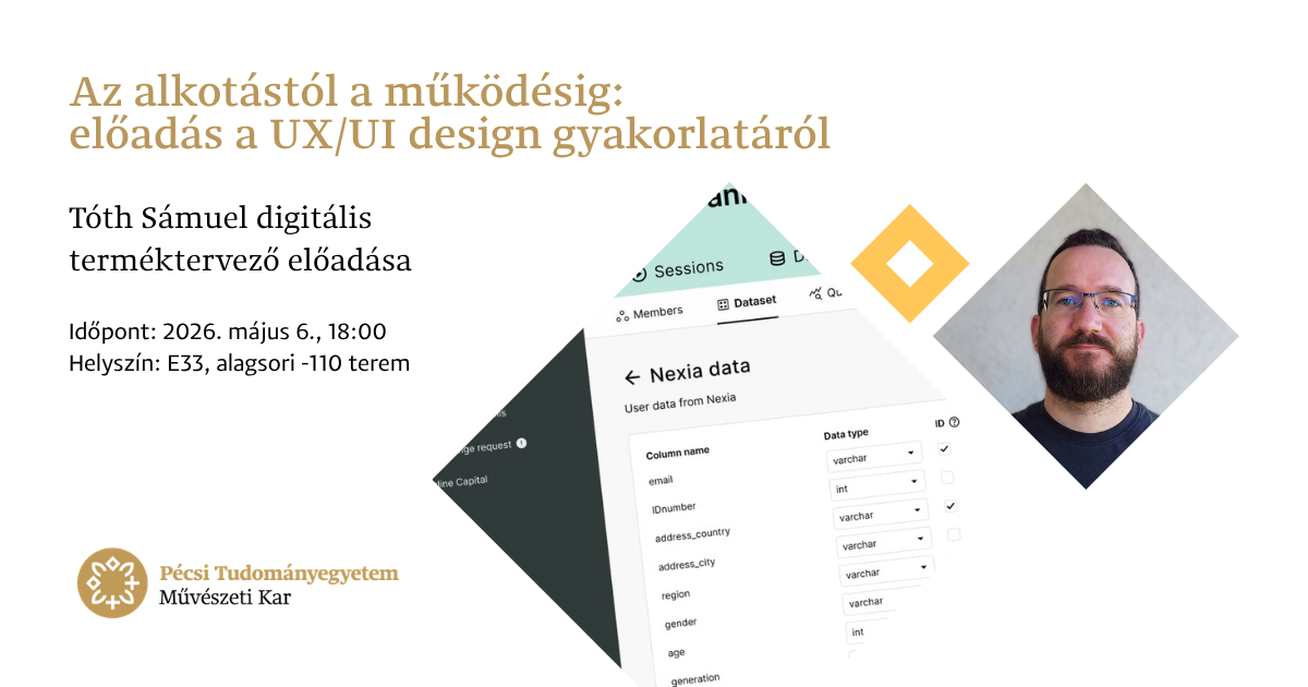 Tóth Sámuel digitális terméktervező előadása a design szerepéről a PTE Művészeti Karán